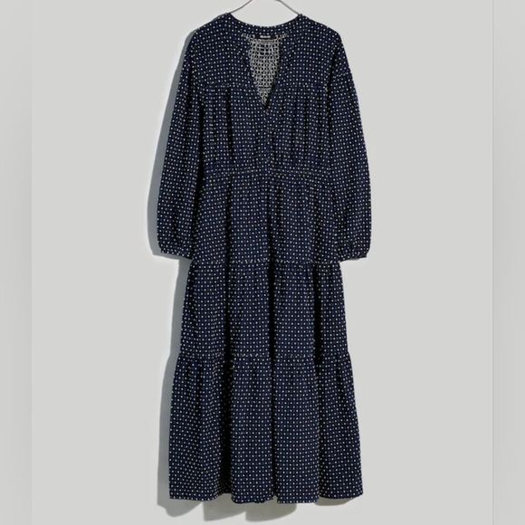Madewell Dobby V-Neck Tiered Midi Dress XL - Picture 1 of 7